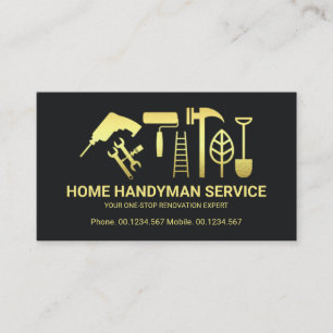 Retro Guld Handyman Verktyg Motif Visitkort