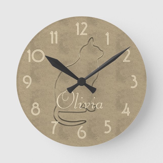 Retro Guld Helgdag Vibe Rund Klocka (Framsida)