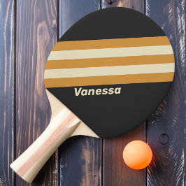 Retro Guld Horisontella Ränder med Namn Pingisracket