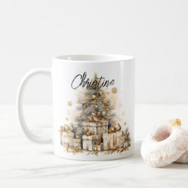 Retro Guld Julgran Namn Kaffemugg