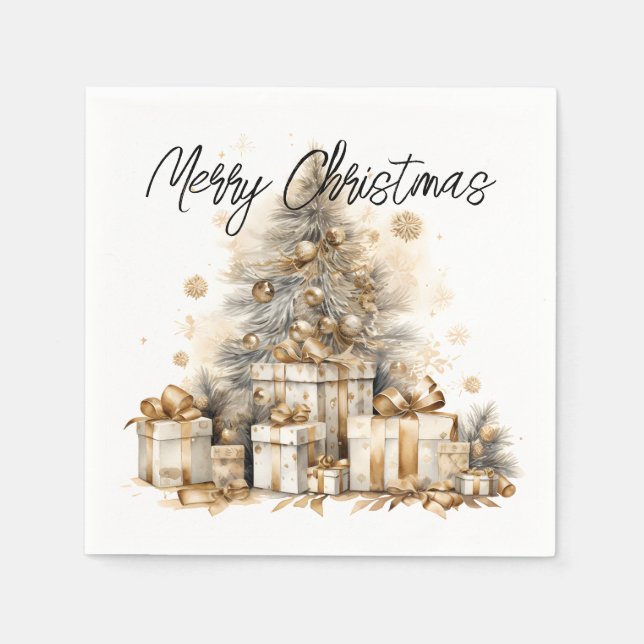 Retro Guld Julgran Pappersservett (Framsidan)