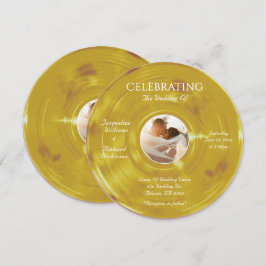 Retro Guld Musik Vinylskiva Bröllop Inbjudningar