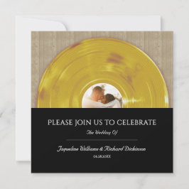 Retro Guld Musik Vinylskiva Bröllop Inbjudningar