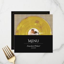 Retro Guld Musik Vinylskiva Bröllop Meny
