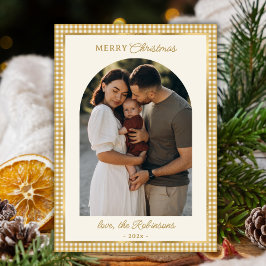 Retro Guld Play Arch Photo God jul Julkort