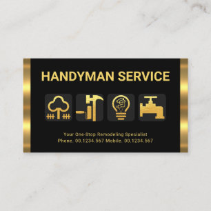 Retro Guld Rand Handyman Verktyg-ikoner Visitkort