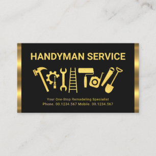 Retro Guld Rand Handyman Verktyg Visitkort