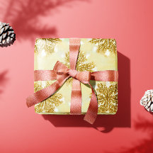 Retro Guld Snöflingor Helgdag Wrapping Papper