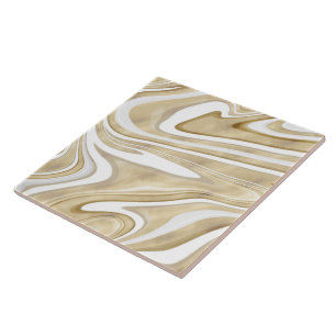 Retro Guld Swirl Vätskerappning Aestetisk design Kakelplatta