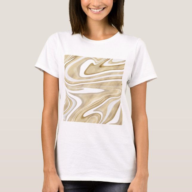 Retro Guld Swirl Vätskerappning Aestetisk design T Shirt (Framsida)