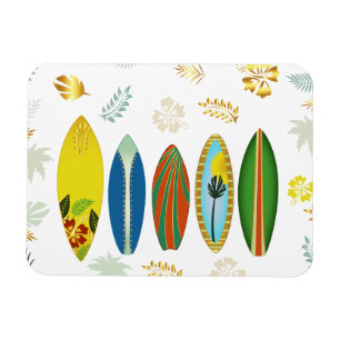 Retro Guld Tropical Coastal Surfboard Magnet