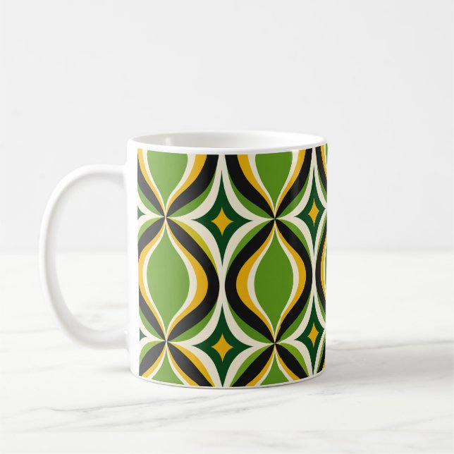 Retro Guldvågor Vibrant Grön Mugg (Vänster)