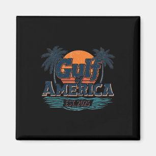 Retro Gulf Of Us America 2025 Amerikansk Flagga Lå Magnet