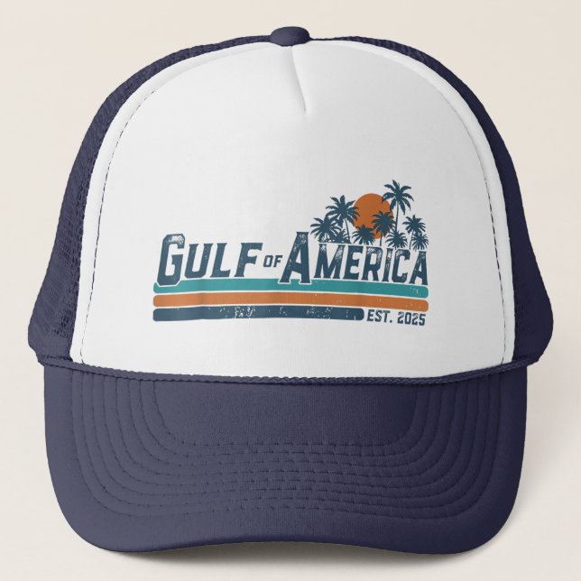 Retro Gulf Of USA 2025 Amerikansk Flagga Gulf  Keps (Framsida)