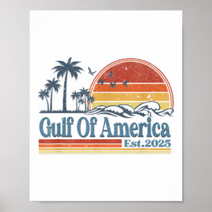 Retro Gulf Of Usa America Est 2025 Amerikansk Flag Poster
