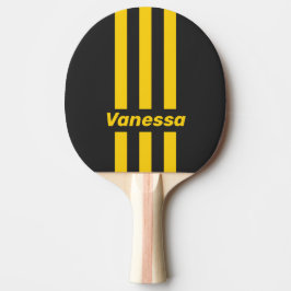 Retro Gulgeting Tre Pins Ränder med Namn Pingisracket