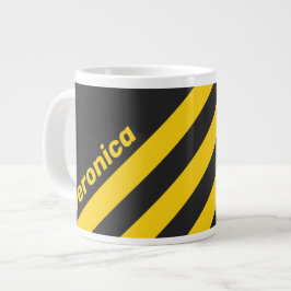 Retro Gulgeting Tre Ränder med Namn Jumbo Mugg