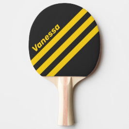 Retro Guljacka Trevinklad Randig med Namn Pingisracket