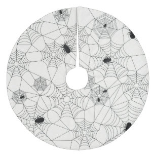 Retro gulligt Halloween spindelmönster Julgransmatta Fleece