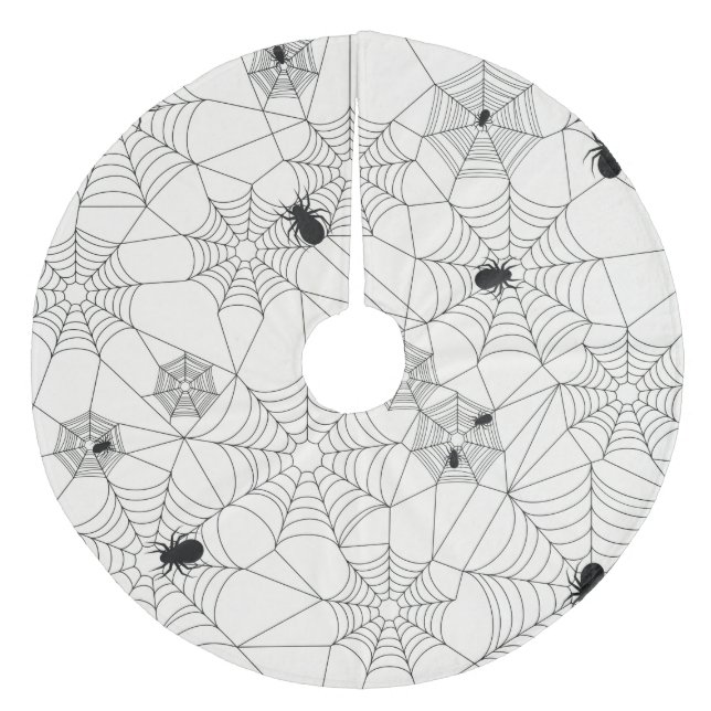 Retro gulligt Halloween spindelmönster Julgransmatta Fleece (Framsidan)