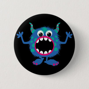 Retro gulligt monster knapp