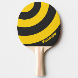 Retro Gulstrumpa med tre cirkelränder och namn Pingisracket