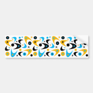 Retro Gult Black & Aqua Starburst Boomerang Bildekal