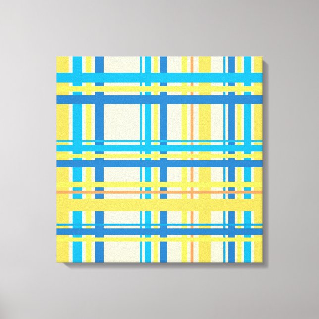 Retro Gult, Blue, Brown, Cream Abstrakt Art Canvastryck (Framsida)