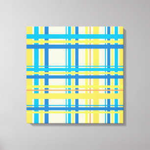 Retro Gult, Blue, Brown, Cream Abstrakt Art Canvastryck