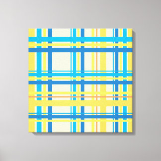 Retro Gult, Blue, Brown, Cream Abstrakt Art Canvastryck