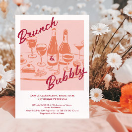 Retro gult ”Brunch & Bubbly” Bröllopsdusch Inbjudningar