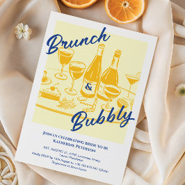 Retro gult ”Brunch & Bubbly” Bröllopsdusch Inbjudningar