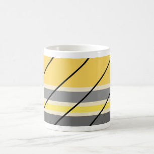 Retro Gult Grått Cream Diagonal Rand Mugg