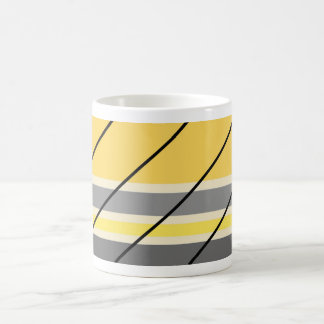Retro Gult Grått Cream Diagonal Rand Mugg