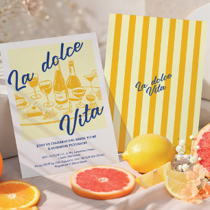 Retro gult ”La dolce vita” Bröllopsdusch Inbjudningar