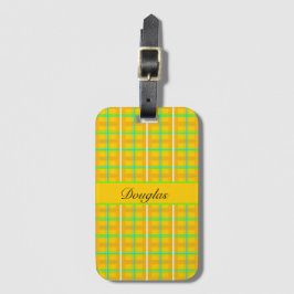 Retro Gult och Blue Douglas Tartan, anpassningsbar Bagagebricka