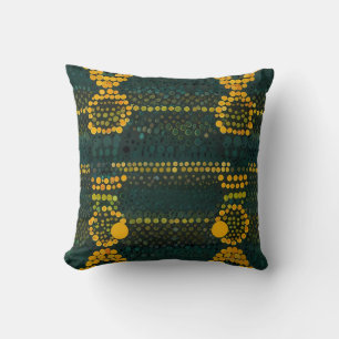 Retro Gult och Grönt Zigzag Dot Patter Kudde
