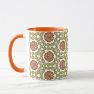 Retro gult och orange blommönster mugg