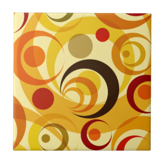 Retro gult och orangen cirklar kakelplatta