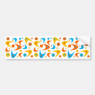 Retro Gult Orange & Aqua Starburst Boomerang Bildekal