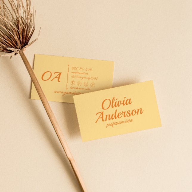Retro Gult Orange Färgt Groovy Fet Trendig med fet Visitkort (Skapare uppladdad)
