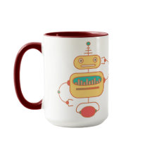 Retro Gult Robot Space Graphic