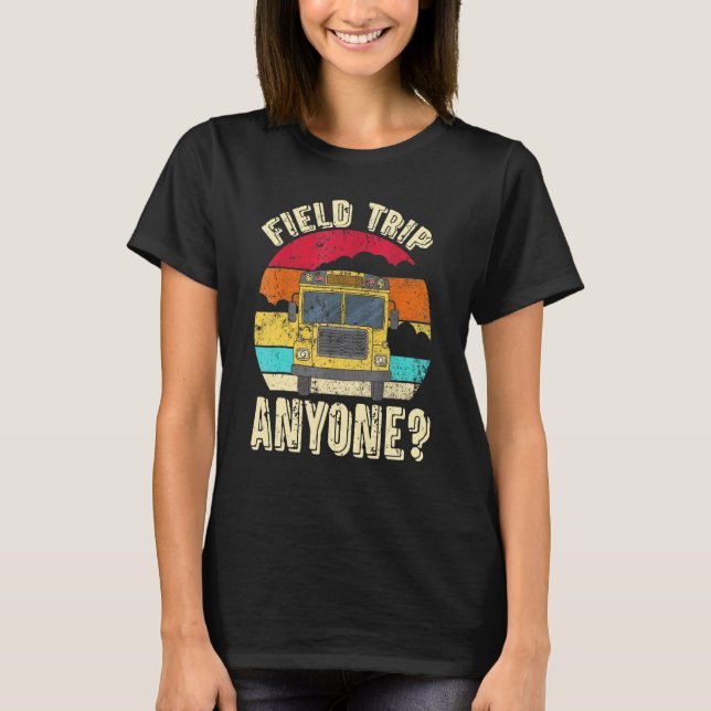 Retro Gult School Buss för School Buss Driver och T Shirt (Framsida)