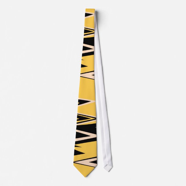 Retro gult, svart Zigzap abstrakt art déco Slips (Framsida)