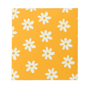 Retro Gult Vit Blommigt Enkel blomma Mönster Anteckningsblock