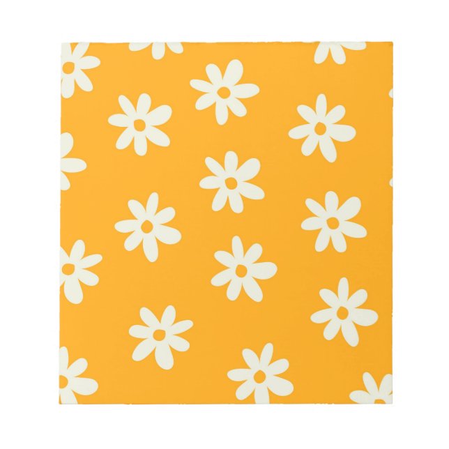 Retro Gult Vit Blommigt Enkel blomma Mönster Anteckningsblock (Framsida)