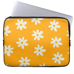 Retro Gult Vit Blommigt Enkel blomma Mönster Laptop Fodral