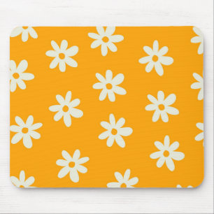 Retro Gult Vit Blommigt Enkel blomma Mönster Musmatta