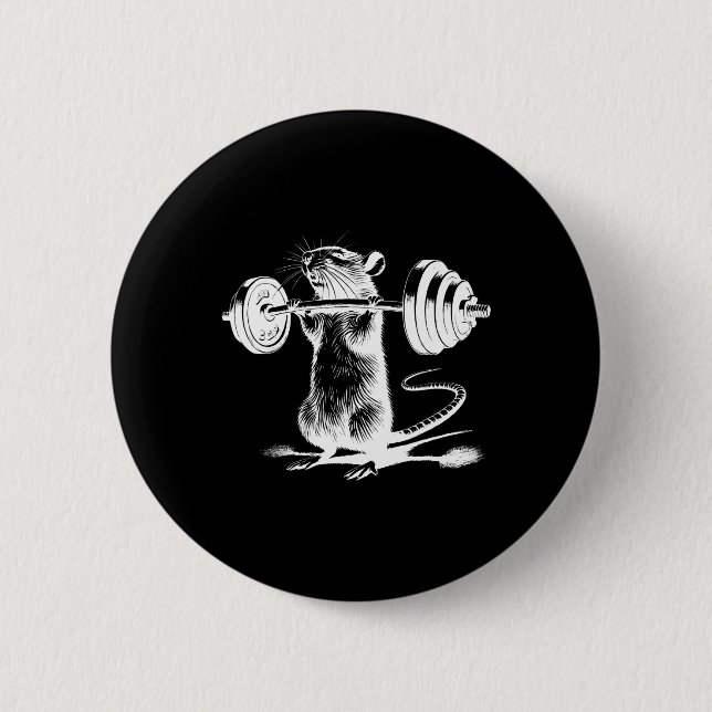 Retro Gym Rat Fitness Bodybuilding Workout Weight  Knapp (Framsida)