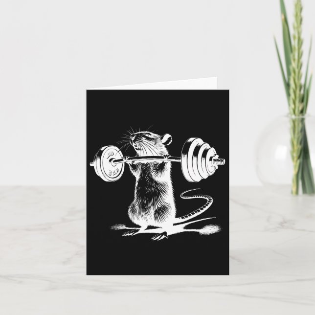 Retro Gym Råtta Fitness Bodybuilding Workout Weigh Kort (Framsida)